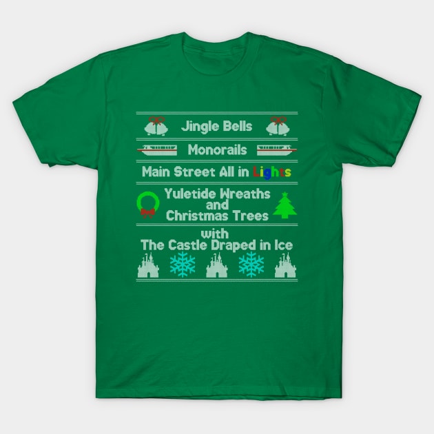 Magic Kingdom Ugly Christmas Sweater T-Shirt by Tomorrowland Arcade